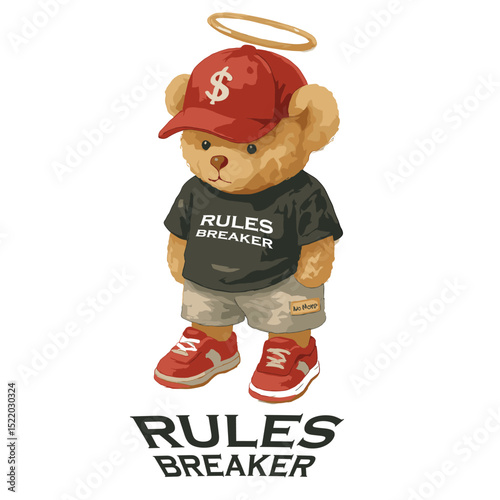 Teddy Bear Rules Breaker Vector Illustration