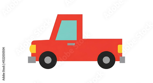 Minimalist Red Pickup Truck Illustration
