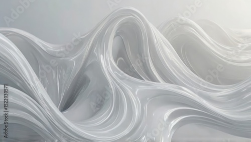 Waves with abstract white on soft light background Modern futuristic concept Modern abstract template design Abstract wavy liquid on white background