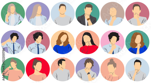 vector illustration of a set of  people users profile