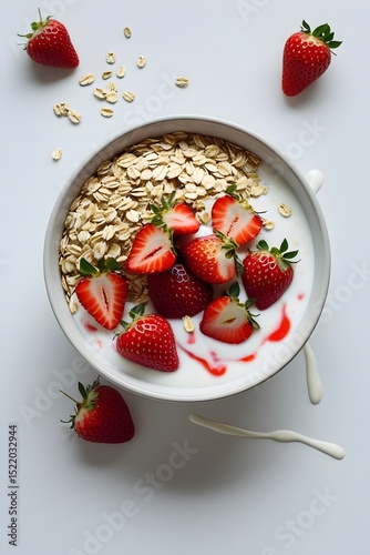 Strawberry Yogurt Bowl – Healthy Breakfast with Rolled Oats photo