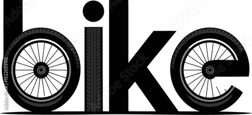 Bike graphic design typography bicycle wheels creative illustration vector art concept idea editable stock vector illustration