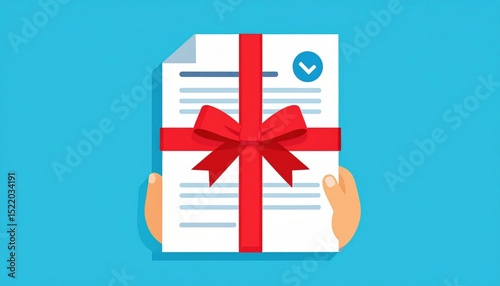 Hands Holding Gift Wrapped Document