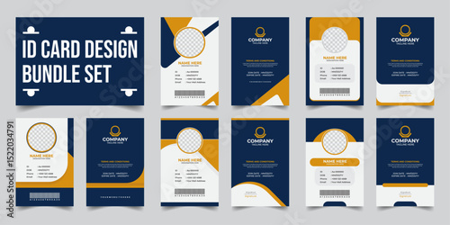 Sleek and Modern Corporate ID Card bundle set, Fully Customizable Staff Badge Design, Professional Staff ID Card Design, Clean, Modern, and Easy to Edit Template, 5 set collection
