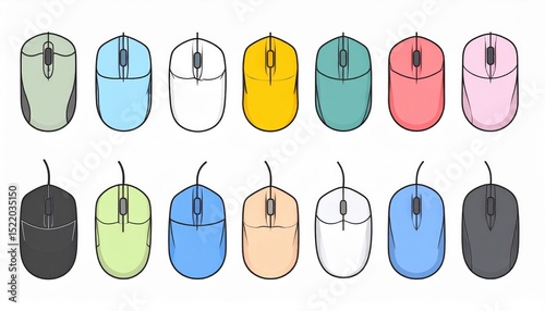 Colorful Pixel Art Computer Mouse Collection