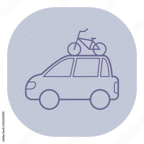 Car with bike mounted on its roof rack, showcasing readiness for outdoor activities. Road trips and exploration concept