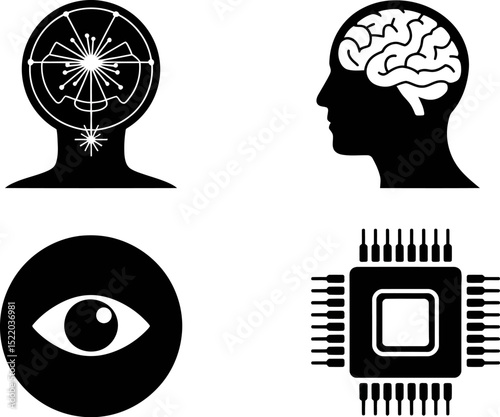 Artificial intelligence ai brain technology concept machine learning mind vision chip future 100 editable stock vector illustration