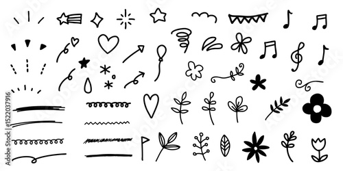 手書き　あしらい　イラスト　セット　ベクター　黒