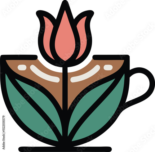 Tulip Flower inside a coffee cup