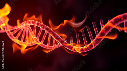 Abstract image of DNA spiral in flames - concept of teratogenic effects photo