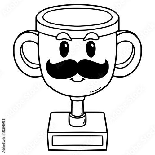 trophy character illustration hand drawn outline vector