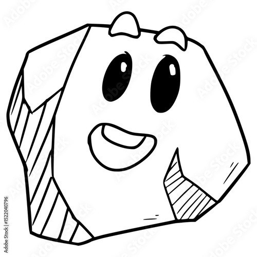 rock character illustration hand drawn outline vector