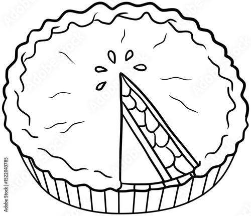 Apple Pie Vector Dessert Outline Line Art Drawing