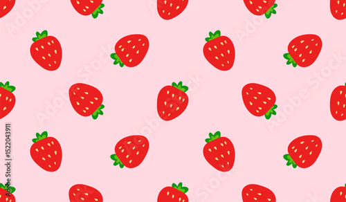 Seamless pattern with cute strawberry.