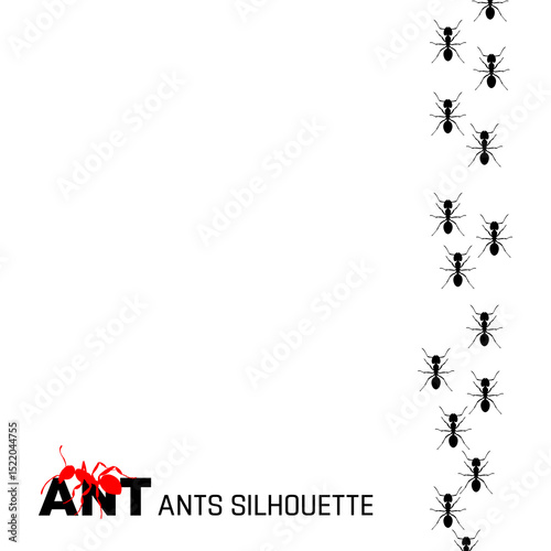 A path of ants running up vector isolated on white background.