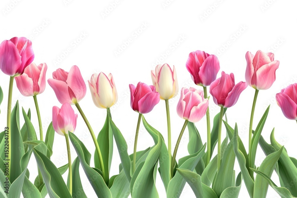 Fototapeta premium Tulip flowers blossom plant white background.