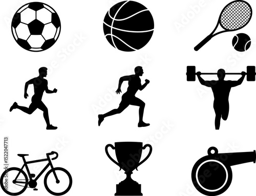 Sports fitness athletic activity icons vector illustration design for website and graphic design 100 chars editable stock vector illustration
