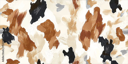 Abstract Cowhide Animal Print Seamless Pattern. Trendy Modern Fur Texture Repeat Background for Fashion, Decor, and Branding