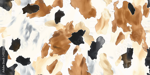 Abstract Cowhide Animal Print Seamless Pattern. Trendy Modern Fur Texture Repeat Background for Fashion, Decor, and Branding