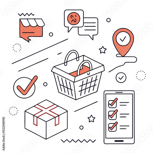 Online shopping process illustration