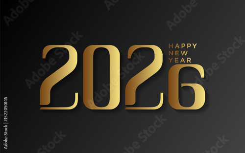 new year 2026. vector new year greeting with luxury gold colored numbers on a black background