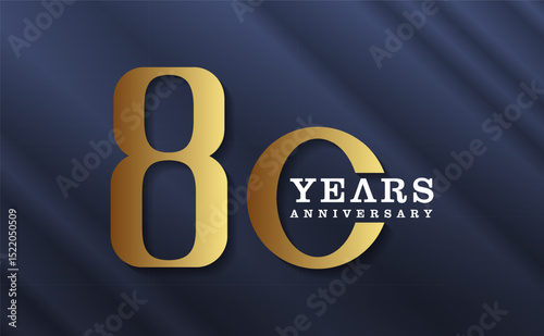80th anniversary celebration background. with gold numbers and dark background, for greeting cards, events