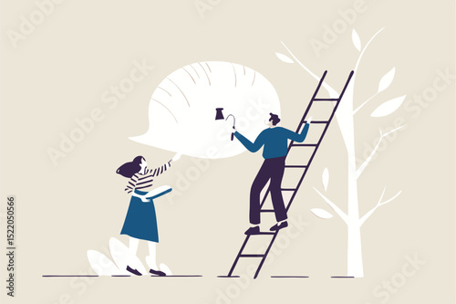 Right to speak, freedom of speech or truth or negative censorship, delete or remove opponent opinion, government and politics concept, mystery man using paint removing or censor woman speech bubble.