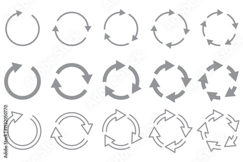 Refresh vector icon set black filled and outlined style. refresh, restart or reload vector symbol.