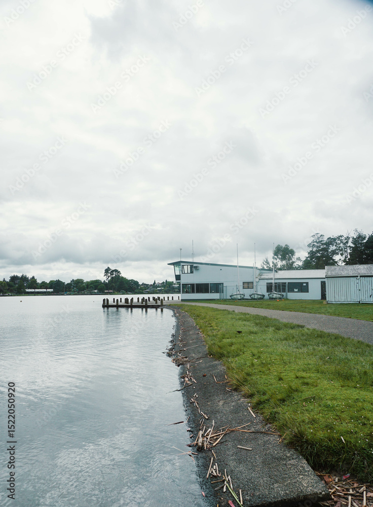 Fototapeta premium Public playground at Lake Rotoroa in Hamilton, New Zealand.