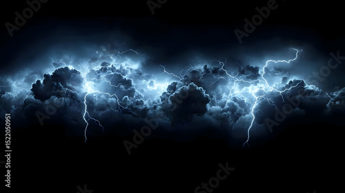 Dramatic Lightning Storm Cloudscape At Night