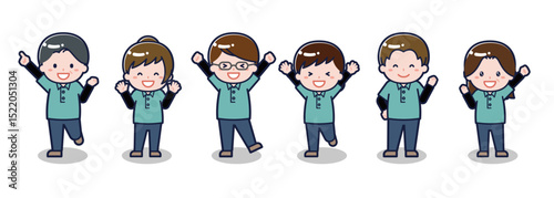 いろいろな人物セット_喜び_児童支援員