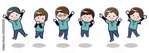 いろいろな人物セット_はしゃぐ_児童支援員