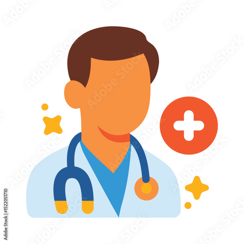 Doctor using stethoscope, plus sign, healthcare worker, medical professional, hospital staff, clinic personnel, health concept, healthcare icon, medicine