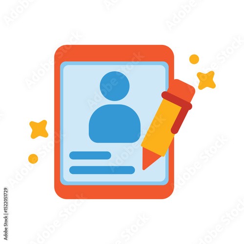 Medical blue person icon and form marked with pencil, suitable for healthcare and medical presentations, websites, and educational materials