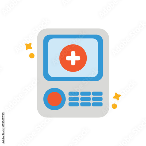 Medical device screen plus sign suitable for healthcare, technology, medical advancements, innovative solutions, digital health, telemedicine, hospital equipment concepts