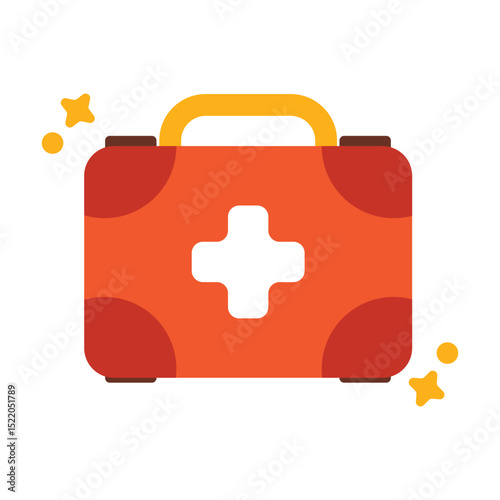 Red first aid kit essential for emergencies, featuring a white cross. Perfect for medical, healthcare, emergency, safety, and hygiene concepts