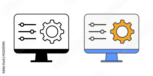 Admin panel icon in outline and color styles, vector symbol for system control, administrative access, dashboard interface, and backend management.