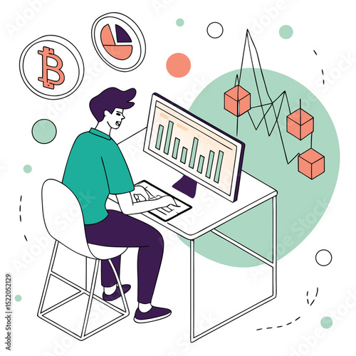 Person working on computer with financial data