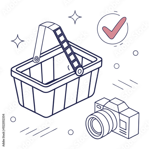 Shopping basket camera illustration