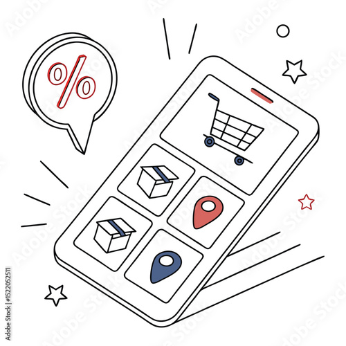 Smartphone e commerce app illustration