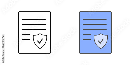 IT policy document icon in outline and color styles, vector symbol for technology guidelines, cybersecurity rules, employee IT compliance, and digital policy papers.