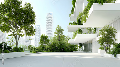 Modern Sustainable Architecture Building Exterior With Green Spaces