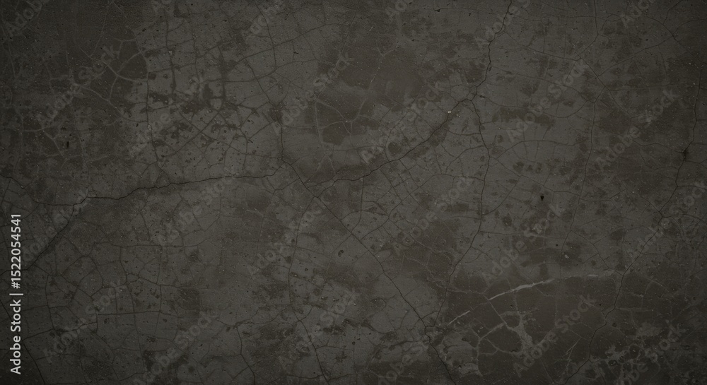 Fototapeta premium Dark Grey Cracked Concrete Texture - A high-resolution depicting a dark grey concrete surface with numerous cracks, ideal for background . Symbolizing age, strength, texture, urban, and decay