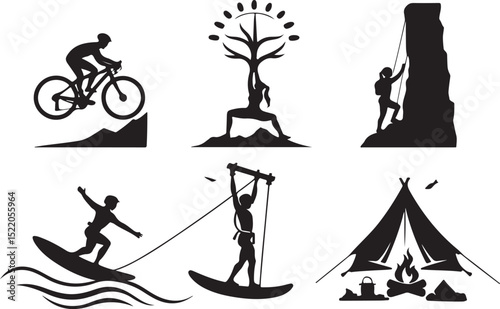 Outdoor Adventure Silhouette Icons

