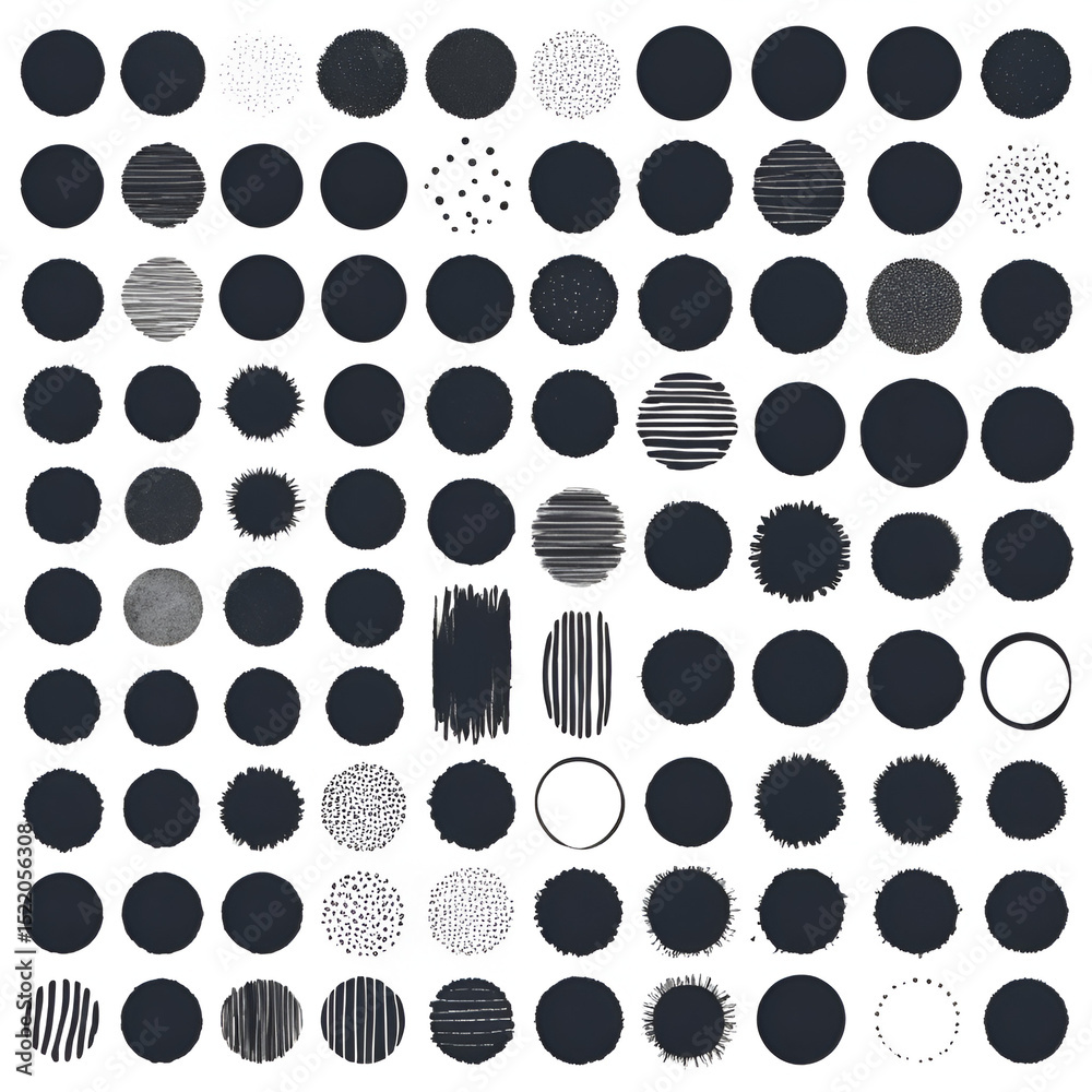 Fototapeta premium Brush strokes mega collection with black ink paint spots. Grunge artistic paint blobs as highlights. Abstract line, stains shapes, scribble circle design element.
