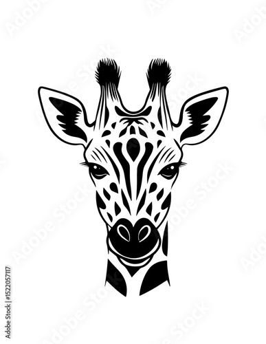 Elegant black and white logo design featuring a sophisticated giraffe head with intricate detailing and artistic flair