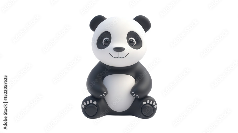 Naklejka premium Adorable panda bear sitting Transparent background, PNG