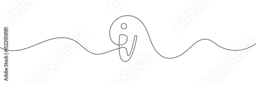 Continuous one line drawing silhouette of information symbol. The Information linear icon. One line drawing background. Vector illustration. Linear information background