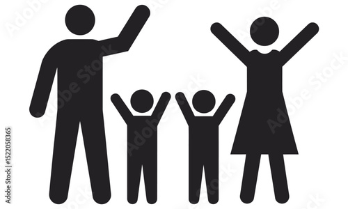 Happy Family Stick Figures, vector illustration