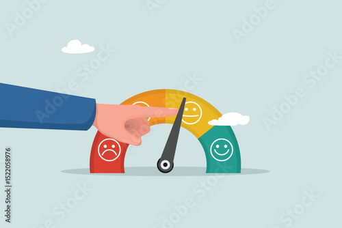 Push skill level, credit score or performance improvement, improvement or effort to improve, excellent customer feedback reviews, measurement scale rating concept, entrepreneur push skill performance